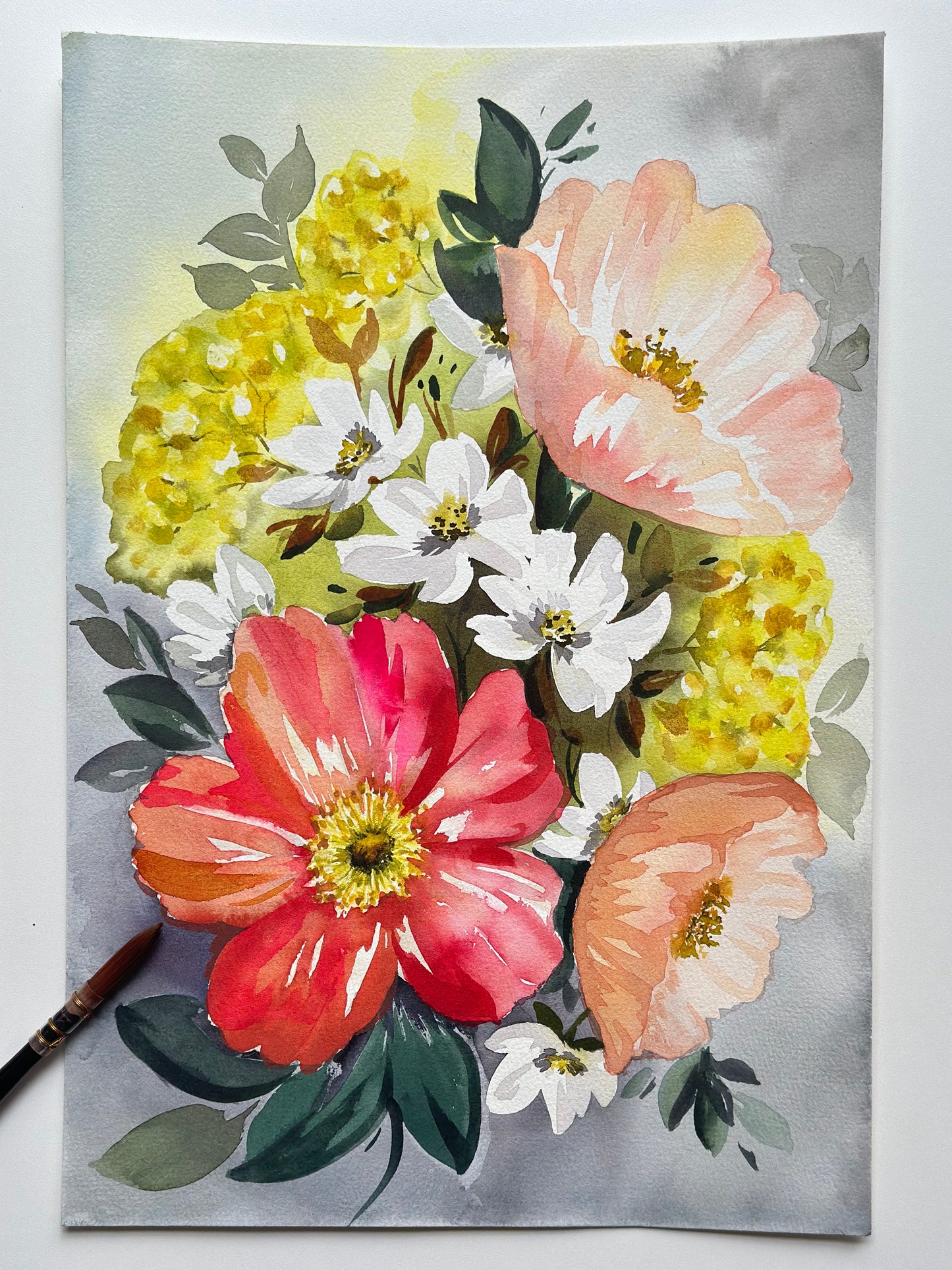 Original Watercolor - Glowing Poppies