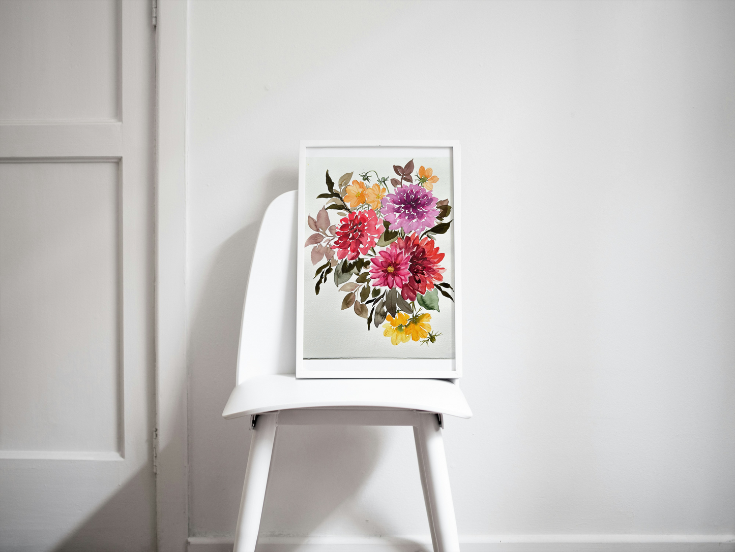 Original Watercolor - Dahlias in the fall