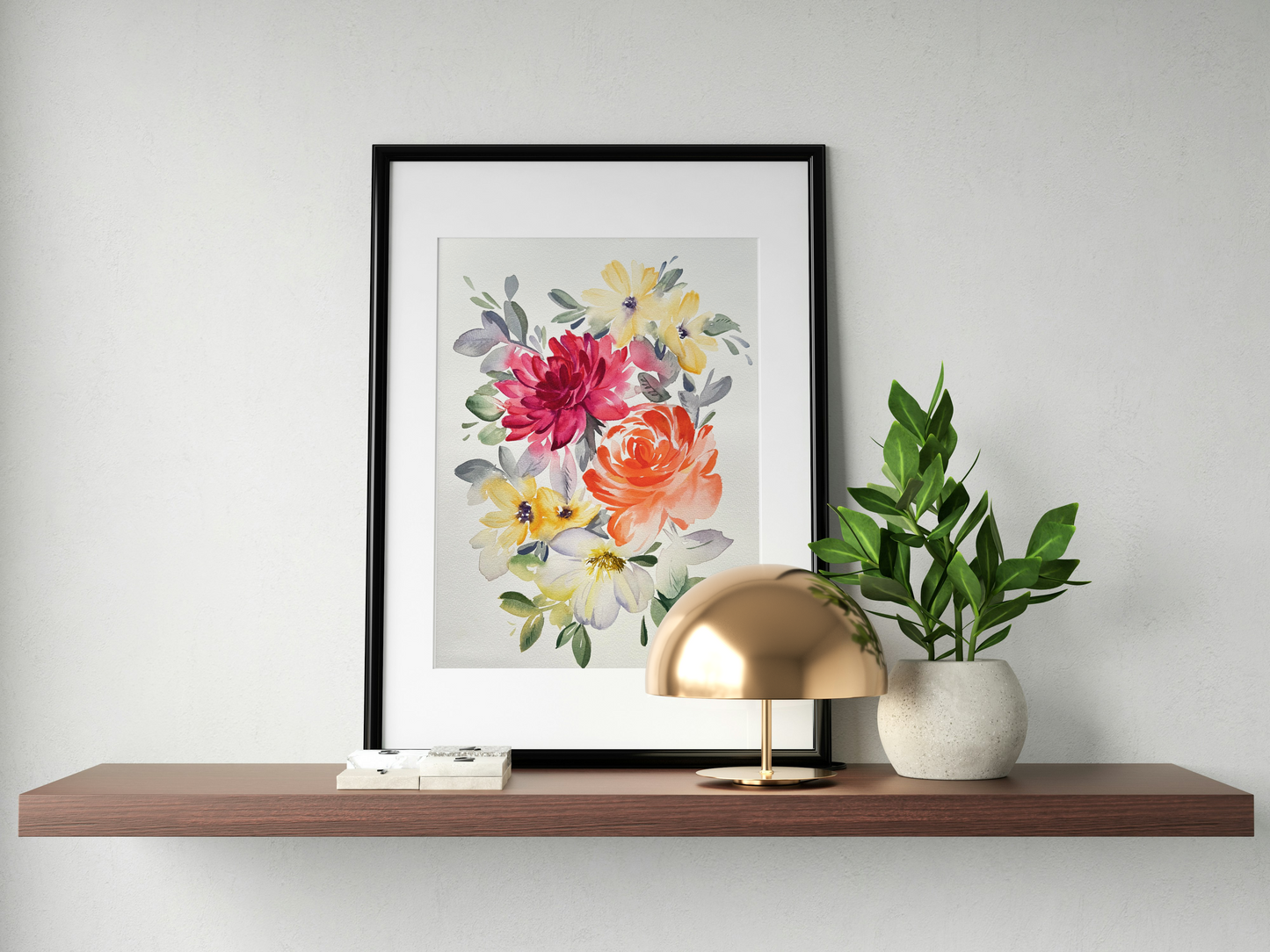 Original Watercolor - Dahlia and Rose