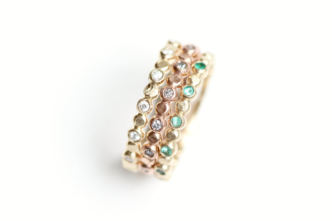 Ready to Ship - Grey Diamond Beaded Stacking Ring