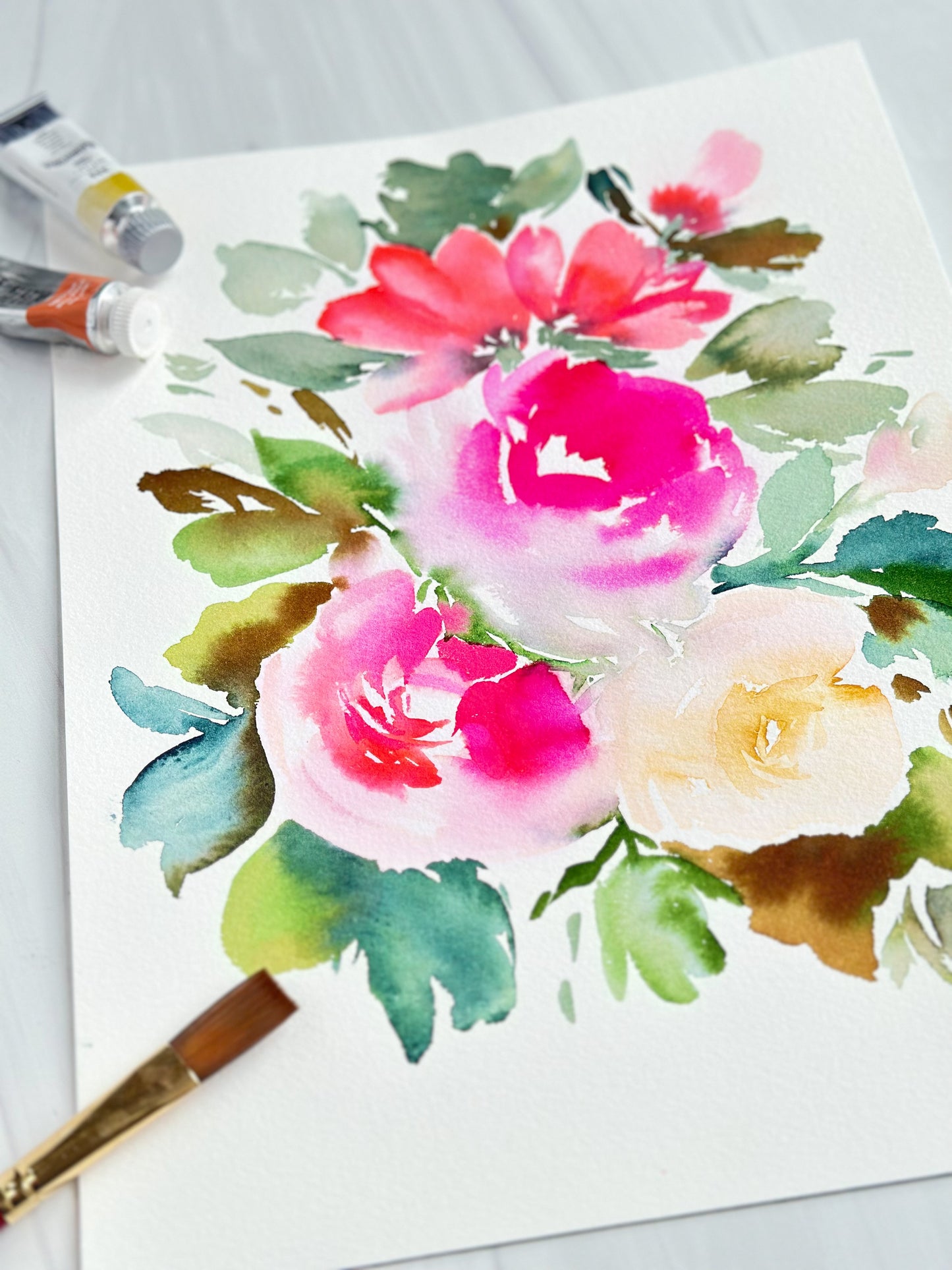 Original Watercolor - Bright Roses