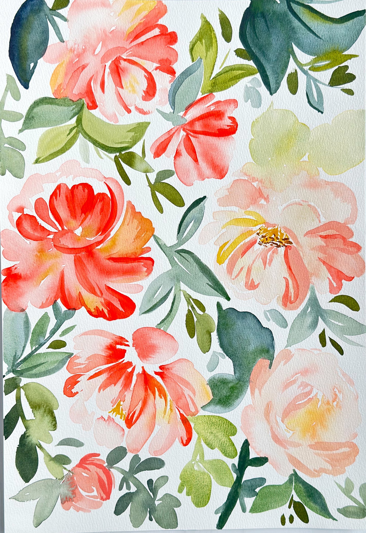 Original Watercolor - Falling Roses