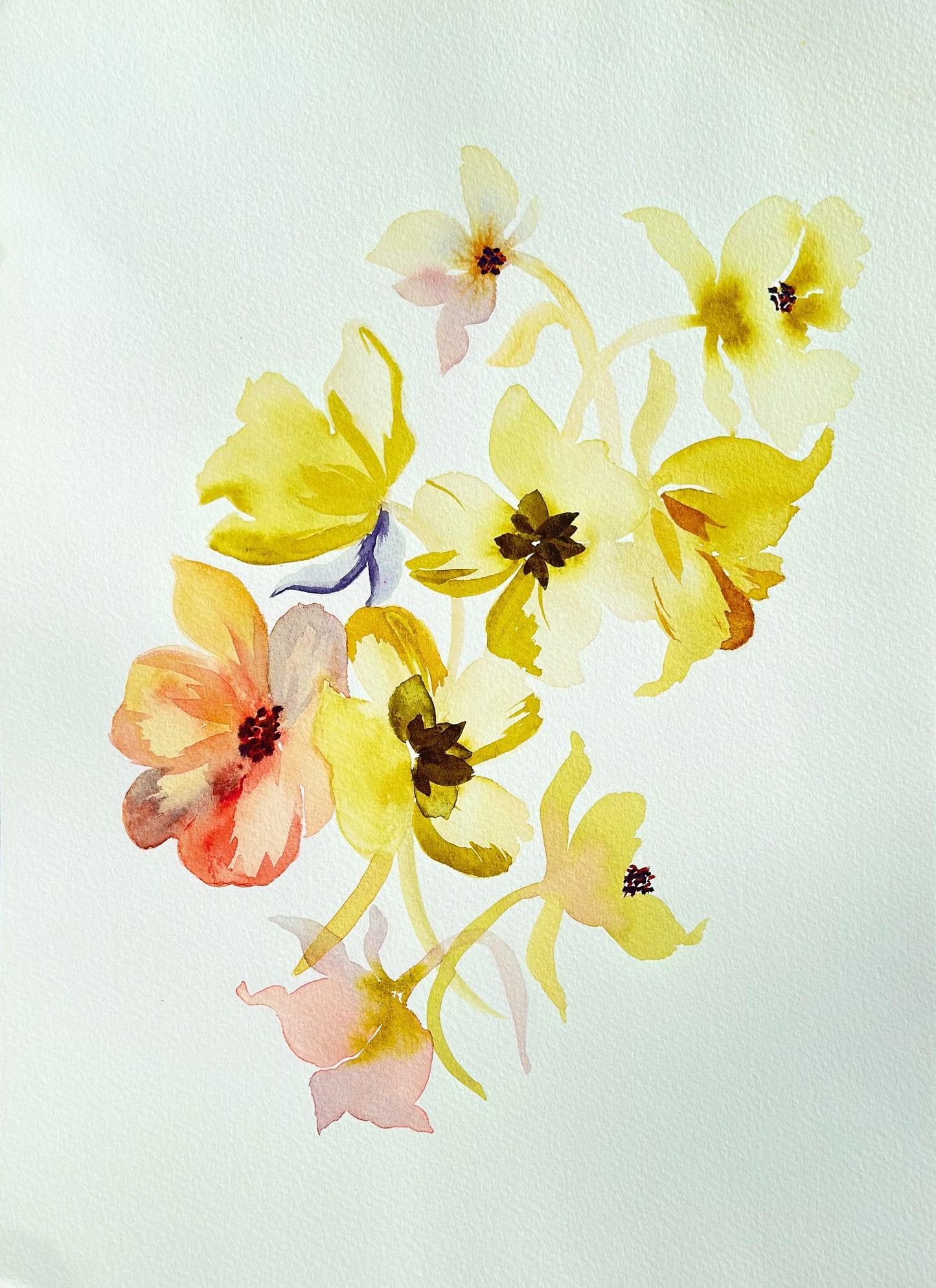 Original Watercolor - Yellow Orchids