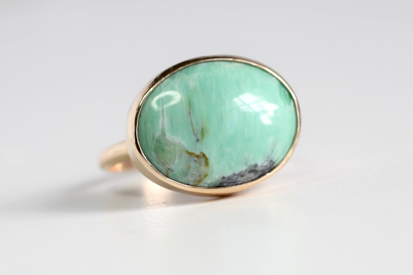 Oval Variscite Ring in Recycled 14k Gold
