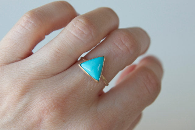 Triangle Turquoise Ring in Recycled 14k Gold