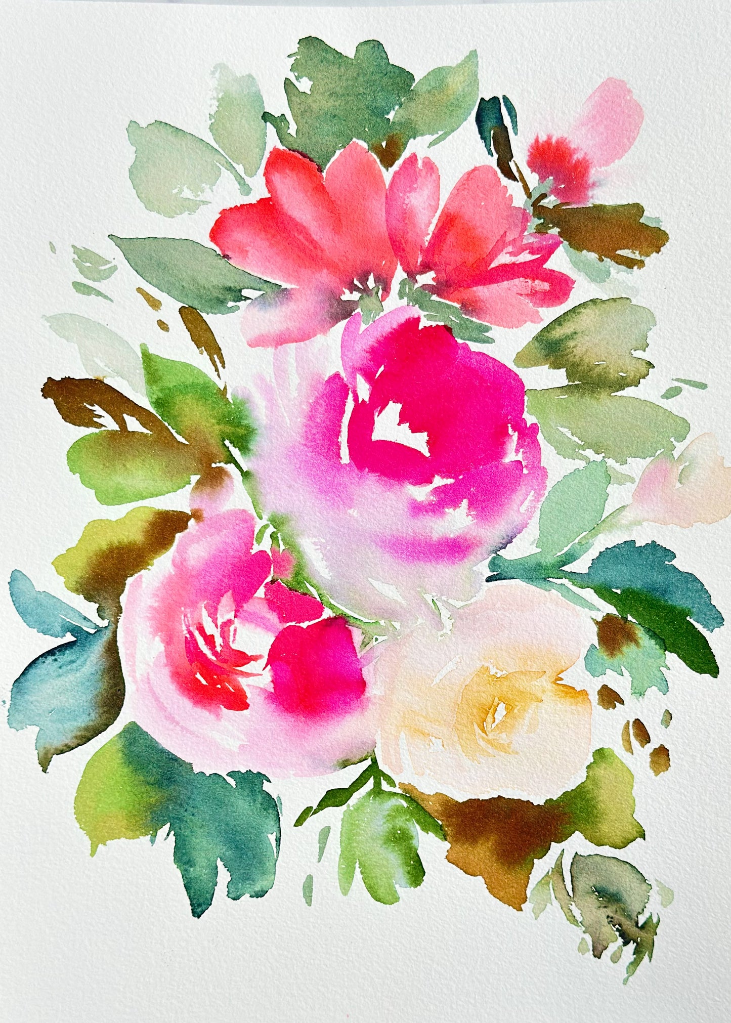Original Watercolor - Bright Roses