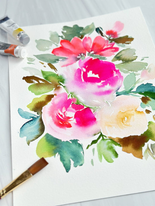 Original Watercolor - Bright Roses