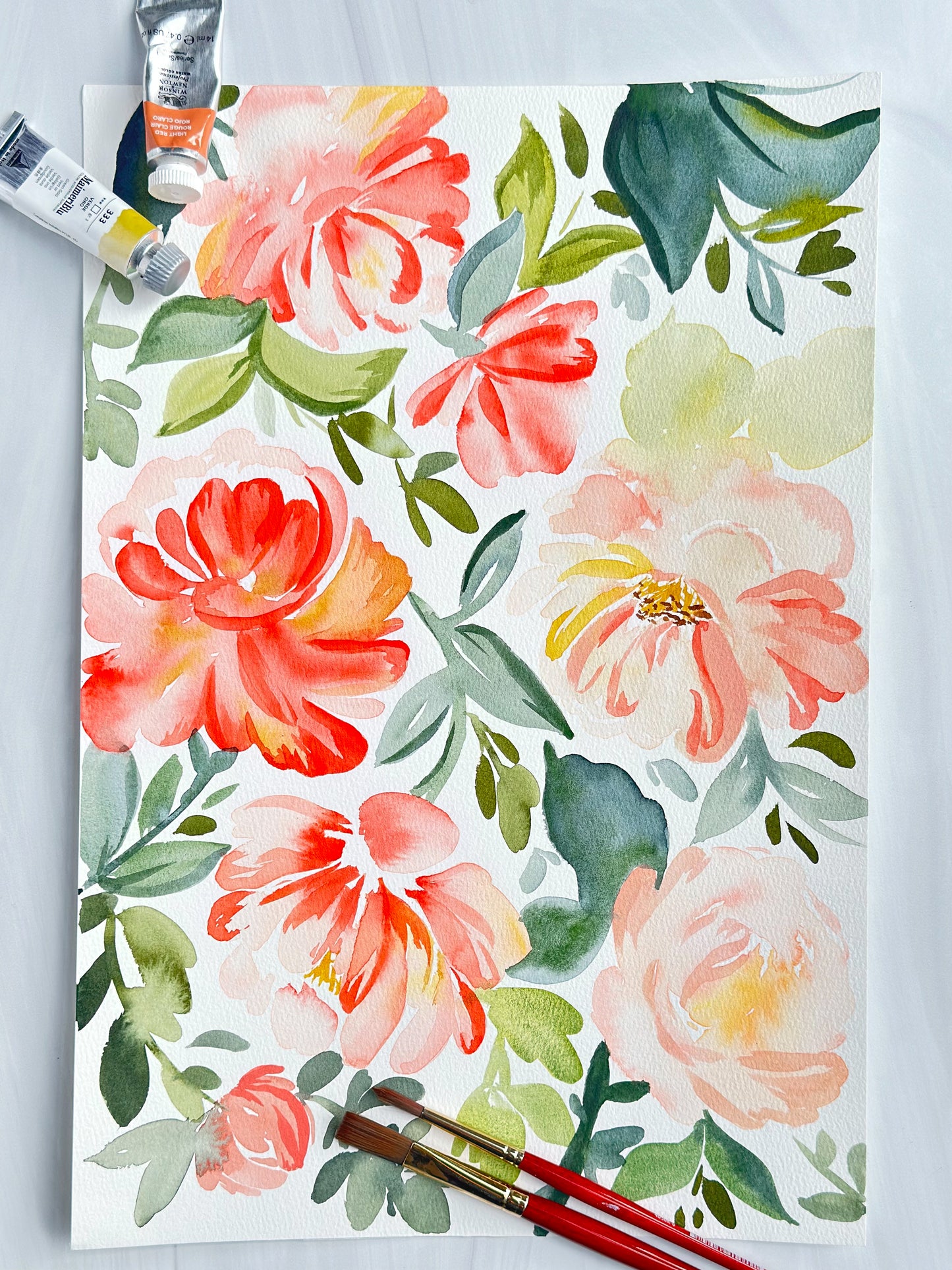 Original Watercolor - Falling Roses