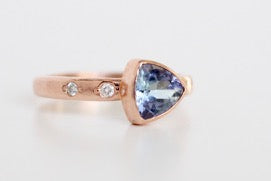Tanzanite Trillion Ring with Diamond Accents