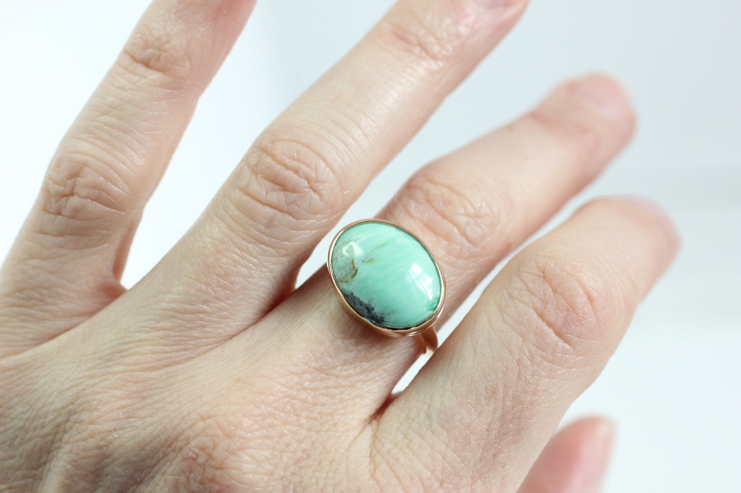 Oval Variscite Ring in Recycled 14k Gold