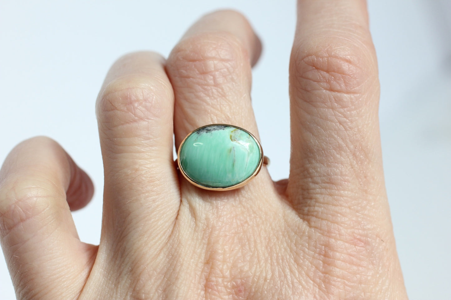 Oval Variscite Ring in Recycled 14k Gold