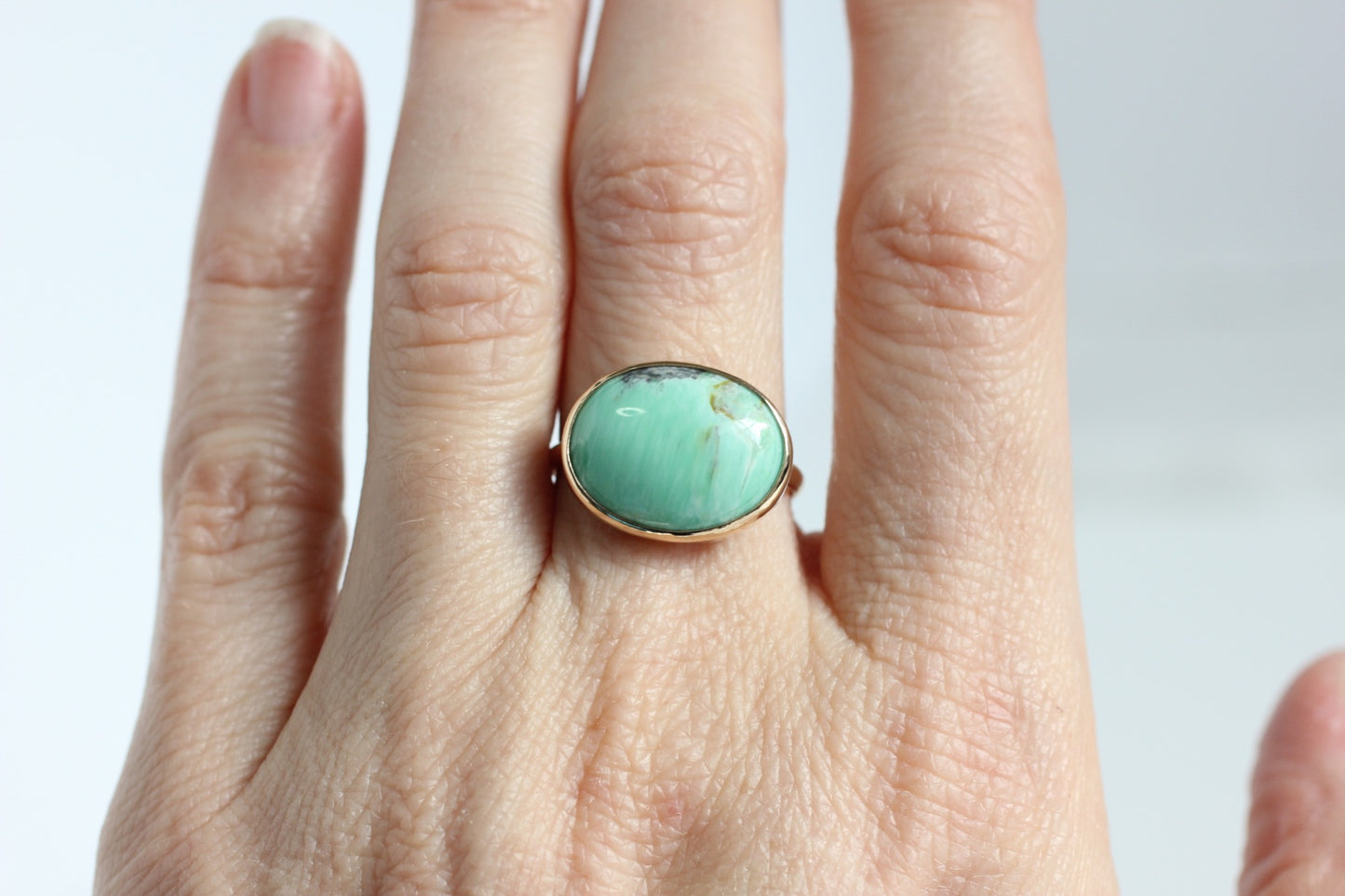 Oval Variscite Ring in Recycled 14k Gold