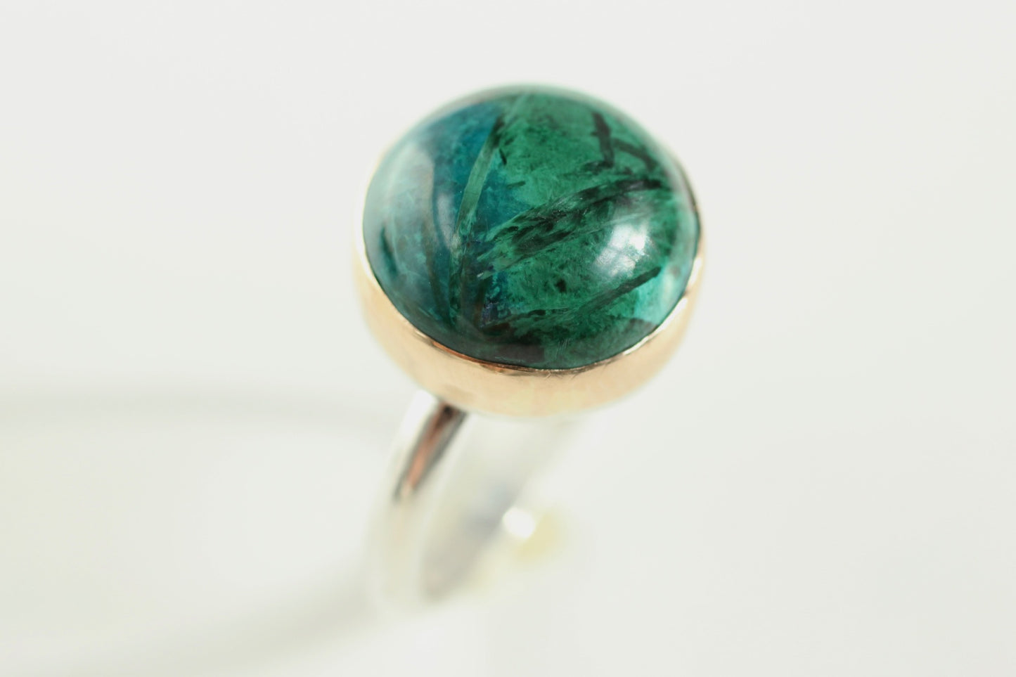Malachite Ring in Recycled 14k Yellow Gold and Sterling