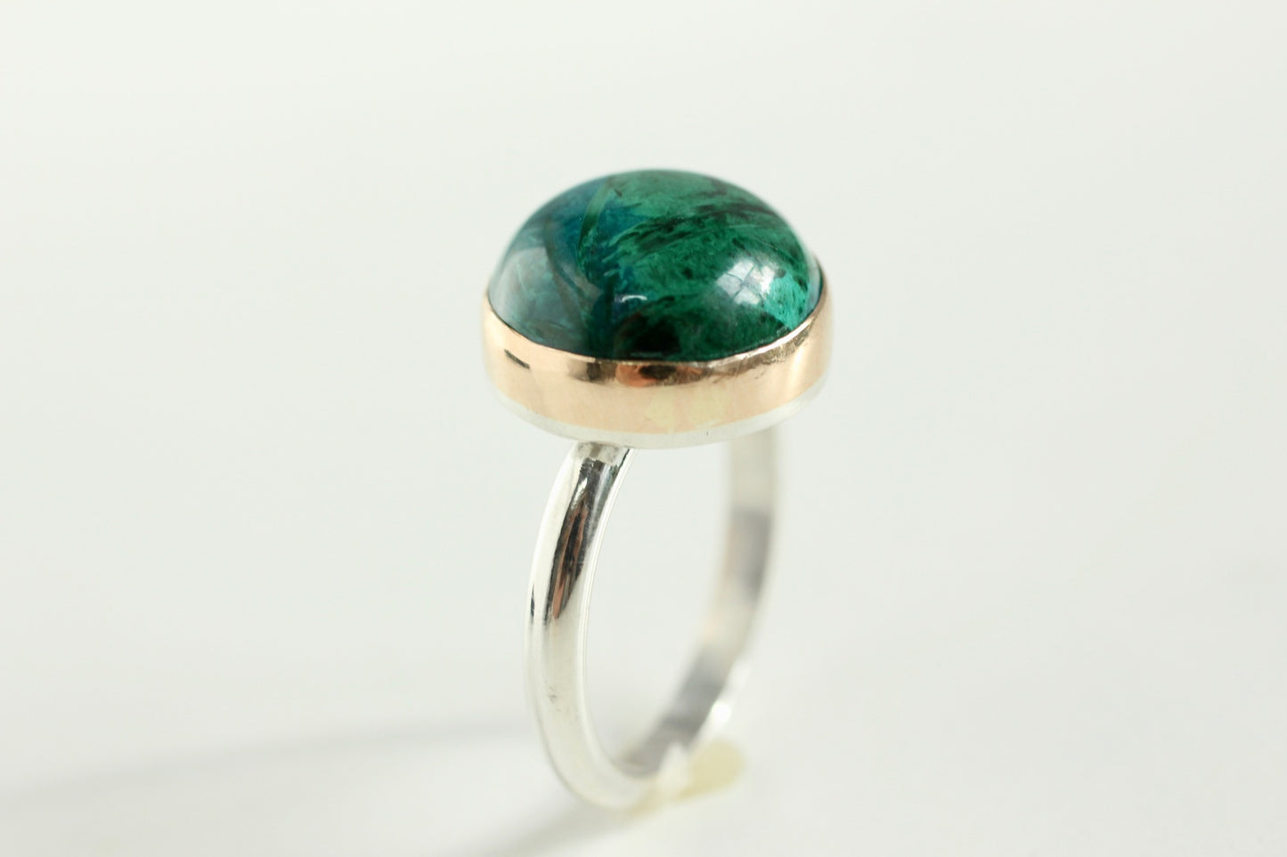 Malachite Ring in Recycled 14k Yellow Gold and Sterling