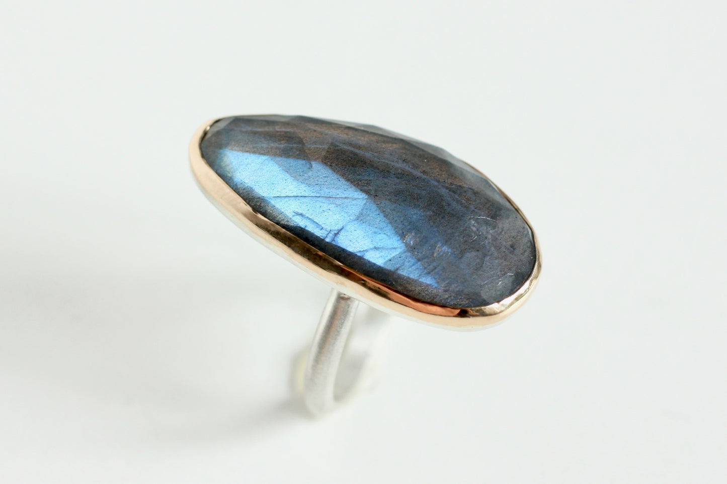 Labradorite Ring in Recycled 14k Yellow Gold and Sterling