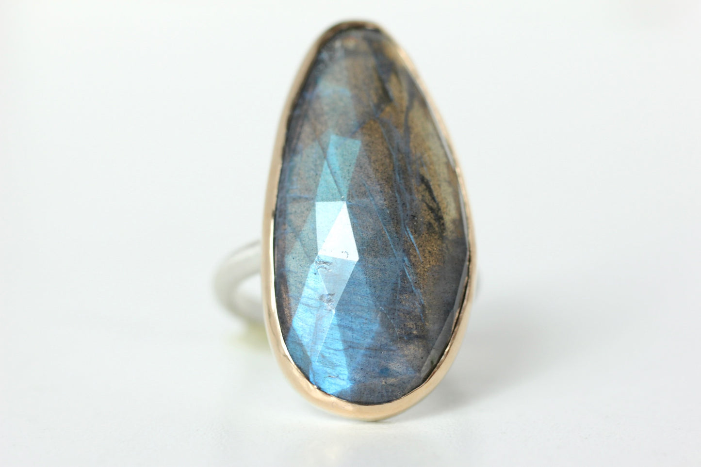 Labradorite Ring in Recycled 14k Yellow Gold and Sterling
