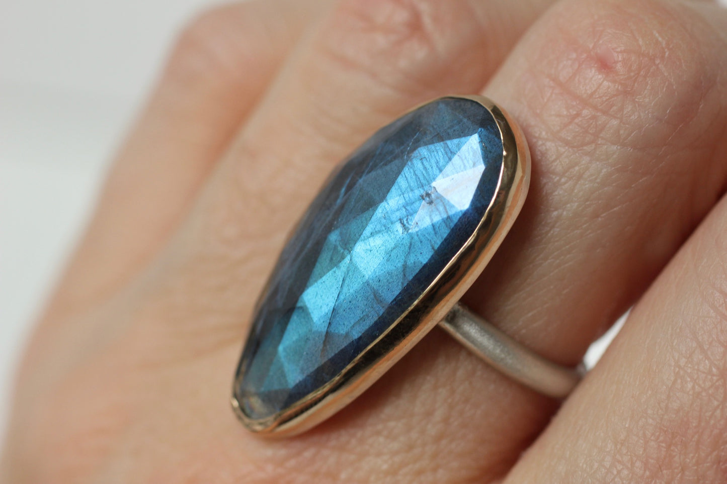 Labradorite Ring in Recycled 14k Yellow Gold and Sterling