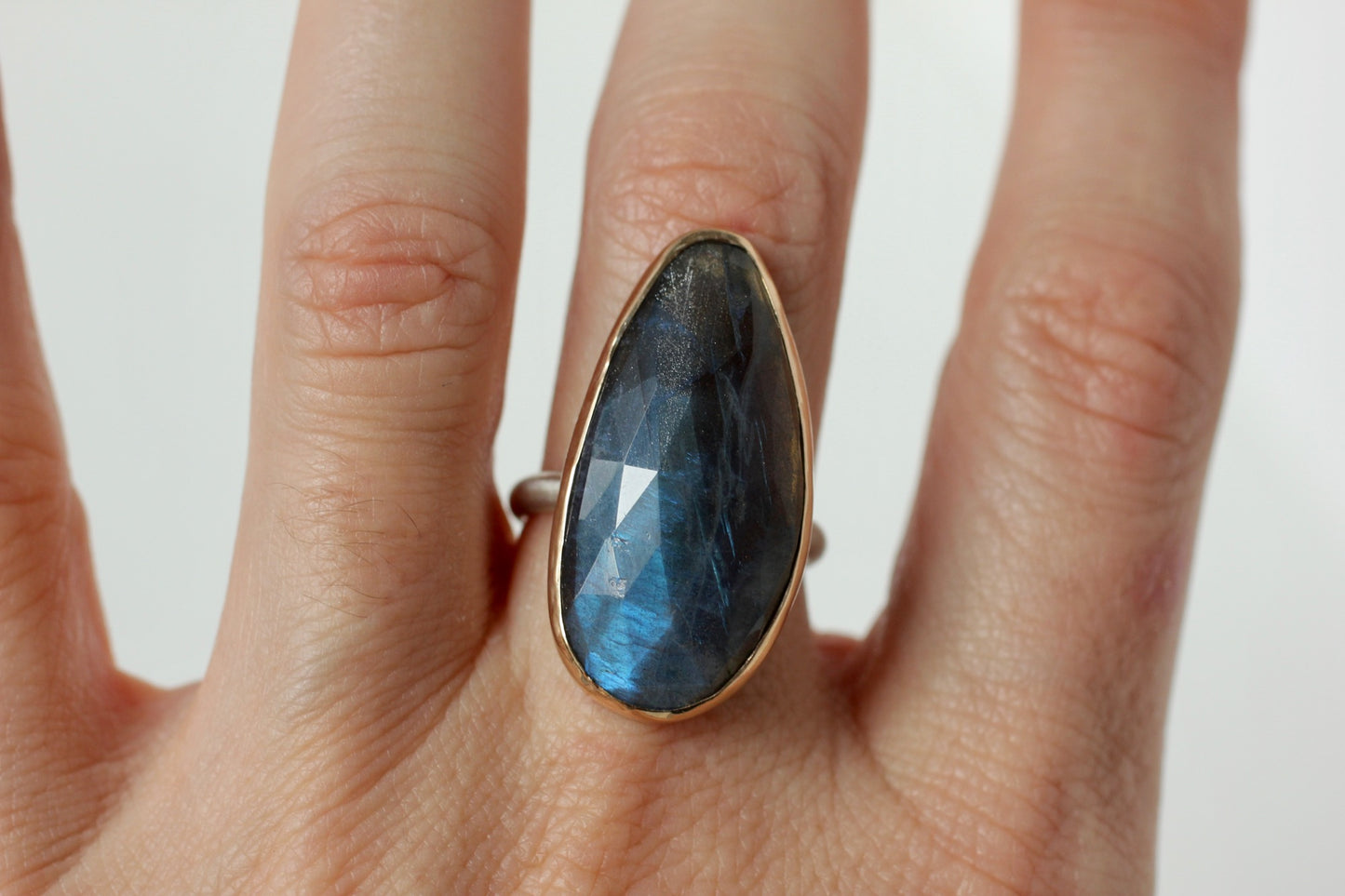 Labradorite Ring in Recycled 14k Yellow Gold and Sterling