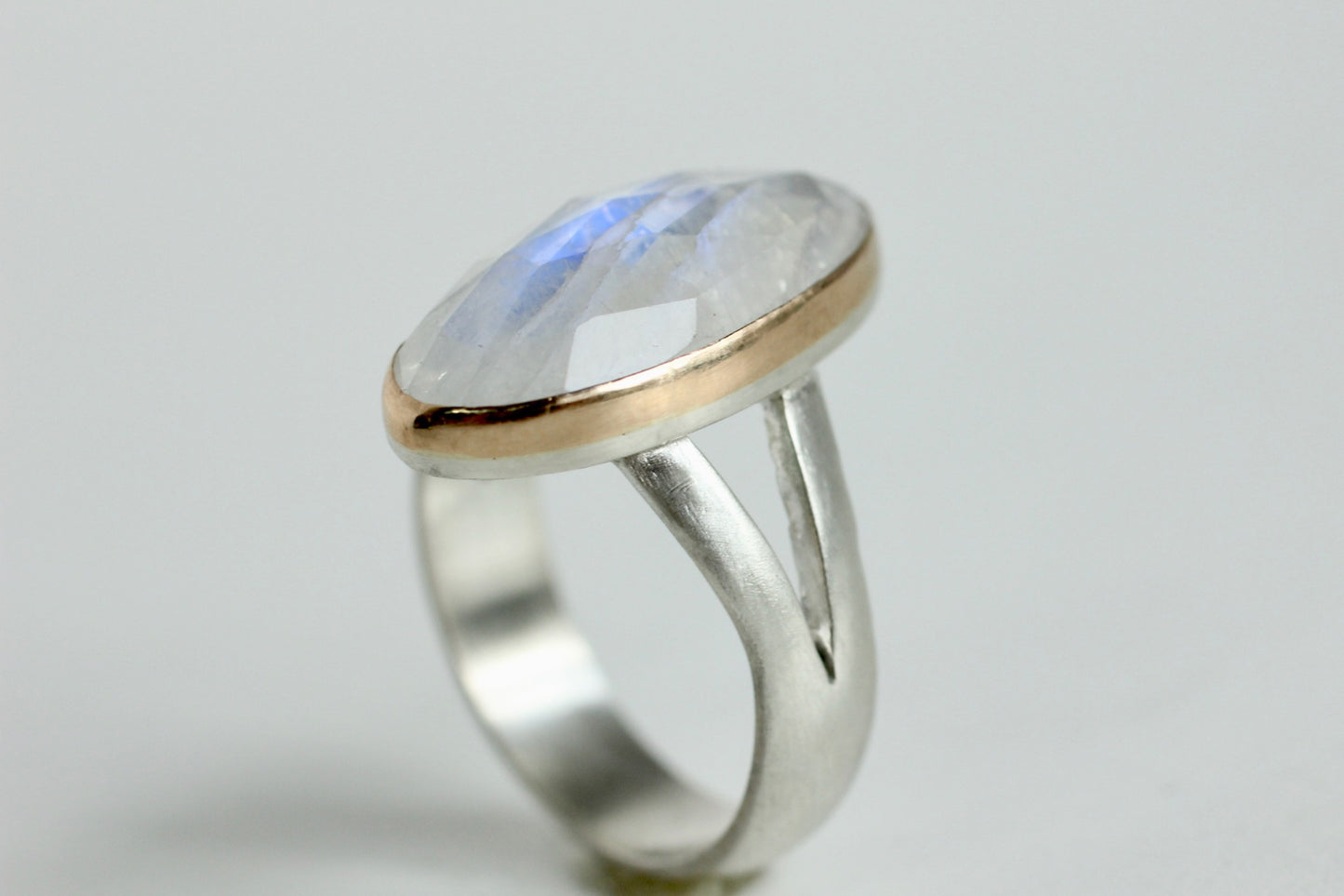 Moonstone Ring in Recycled 14k Yellow Gold and Sterling