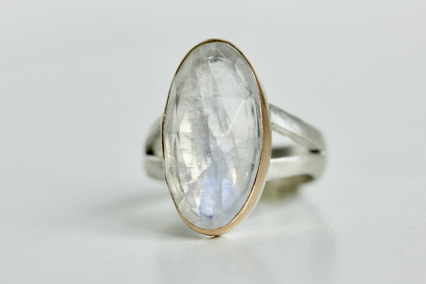 Moonstone Ring in Recycled 14k Yellow Gold and Sterling