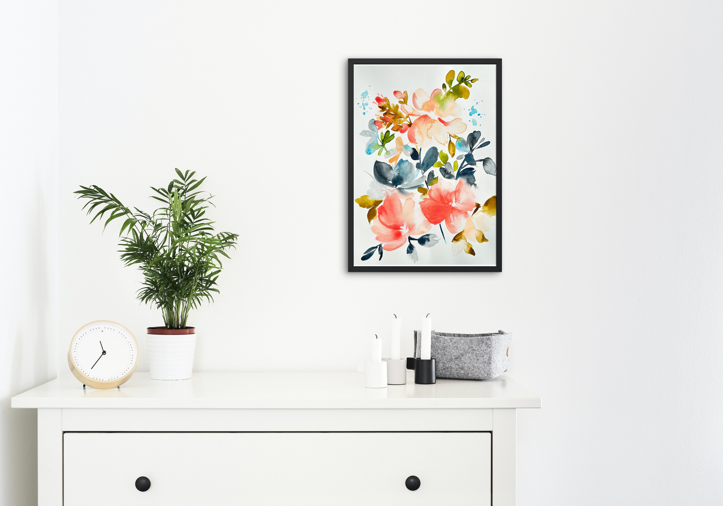 Original Watercolor - Coral Florals