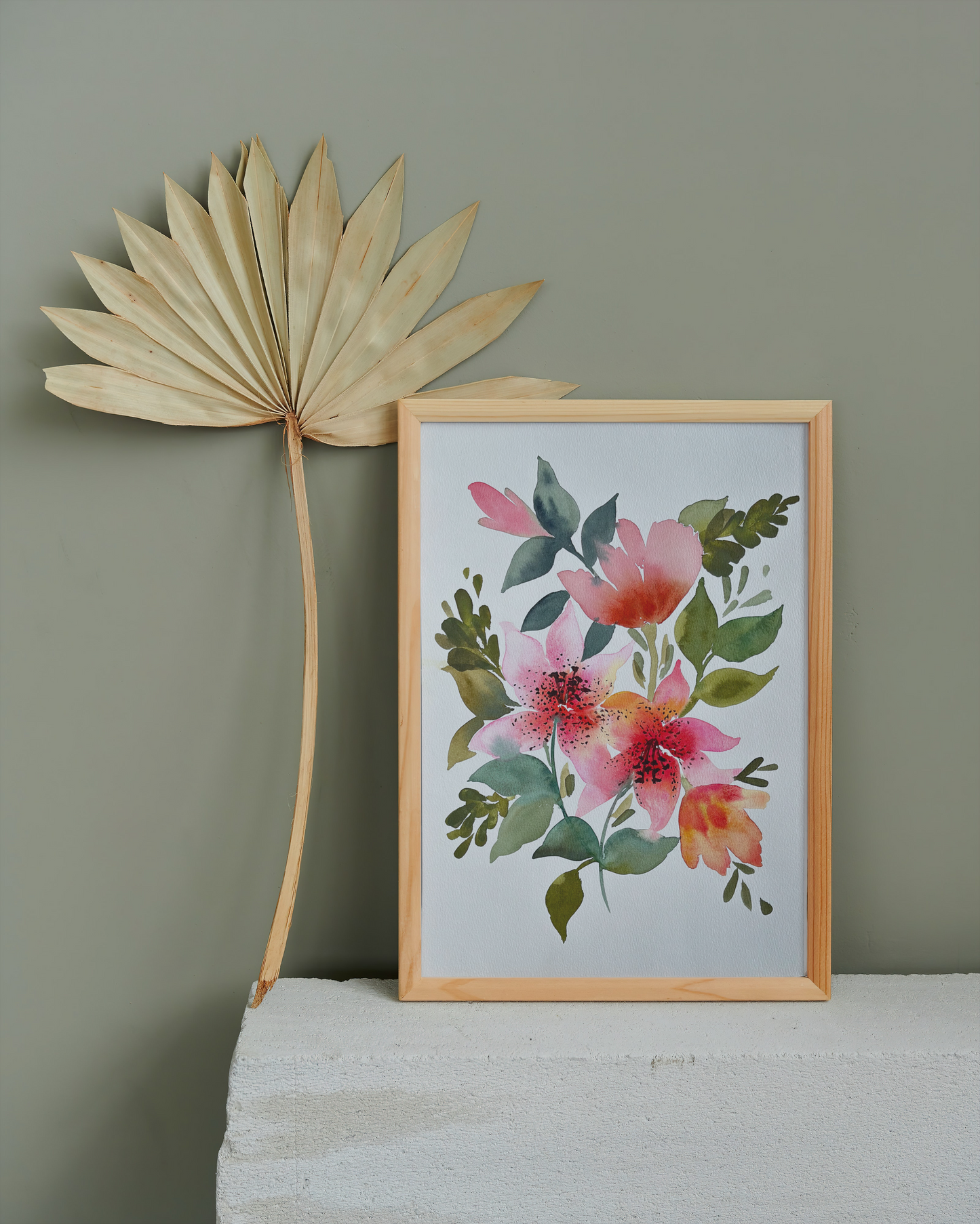 Original Watercolor - Pink Lillies
