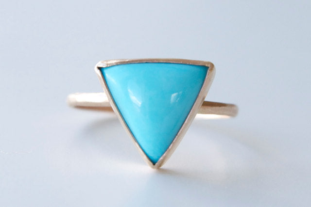 Triangle Turquoise Ring in Recycled 14k Gold