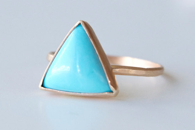 Triangle Turquoise Ring in Recycled 14k Gold